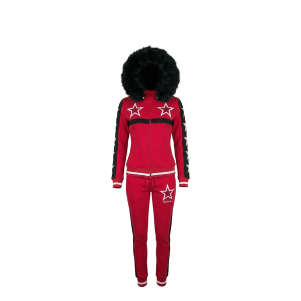MDB Couture Women's M-Star Fur Hooded Sweatsuit