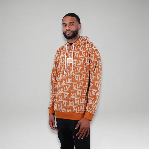 MDB Couture Men's Monogram Woven Hoodie Sweatshirt