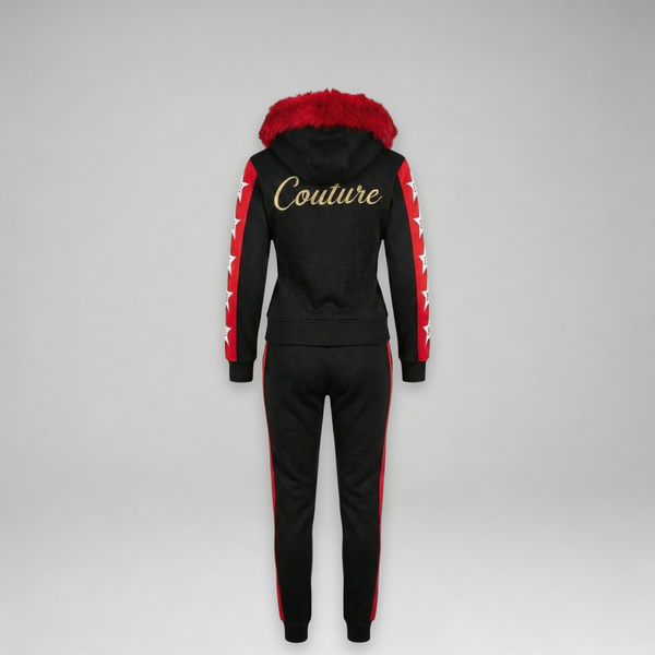 MDB Couture Women's M-Star Fur Hooded Sweatsuit