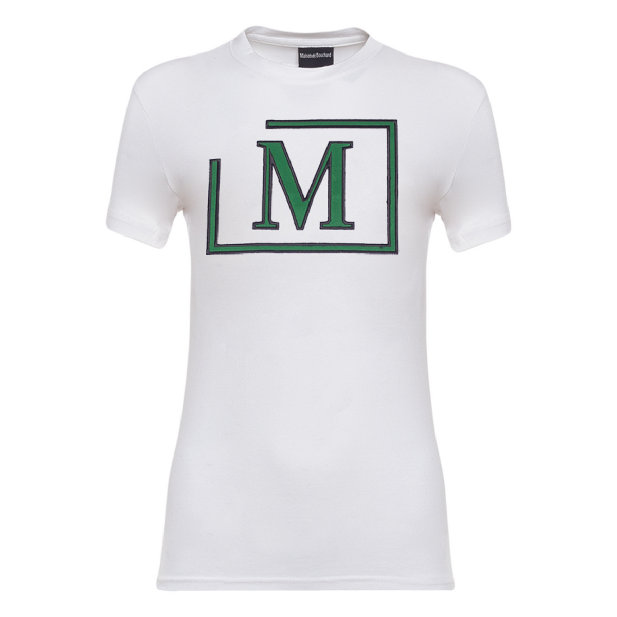 MDB Brand Women's Classic M Embroidered Logo Tee - White w/ Black Outline Logo