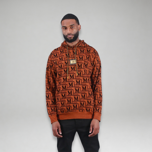 MDB Couture Men's Monogram Woven Hoodie Sweatshirt