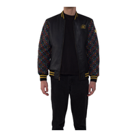 MDB Couture Men's Basket Weave Leather Jacket - Black/Gold