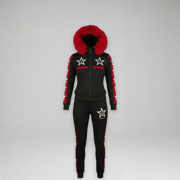 MDB Couture Women's M-Star Fur Hooded Sweatsuit