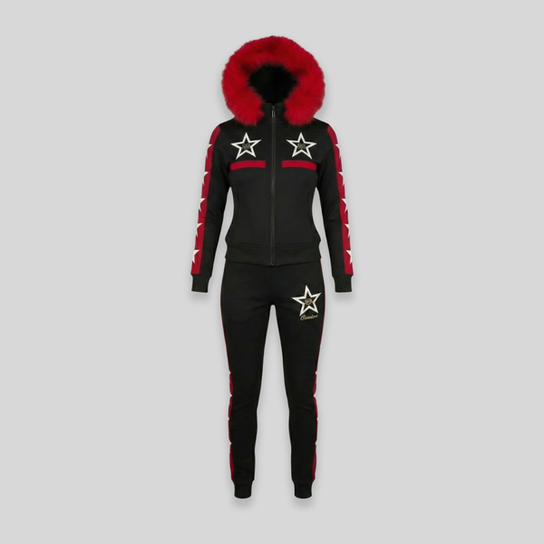 MDB Couture Women's M-Star Fur Hooded Sweatsuit