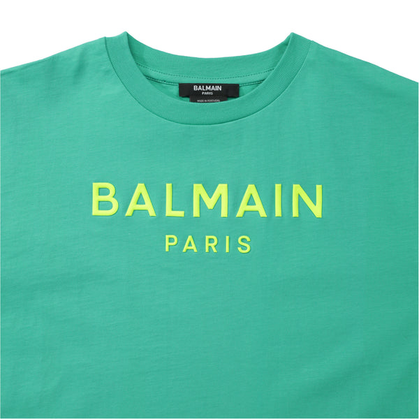 Balmain Kids Raised Neon Logo T-Shirt