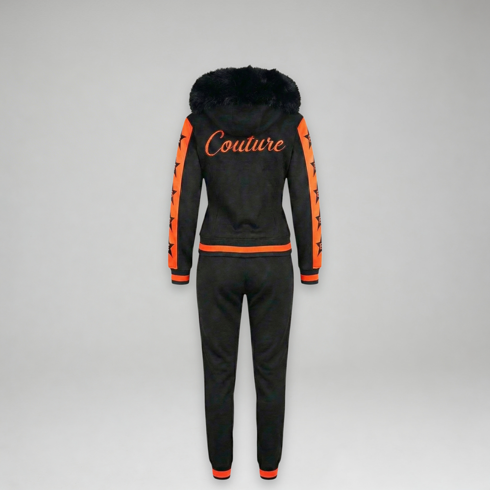 MDB Couture Women's M-Star Fur Hooded Sweatsuit