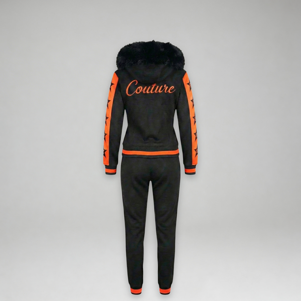 MDB Couture Women's M-Star Fur Hooded Sweatsuit