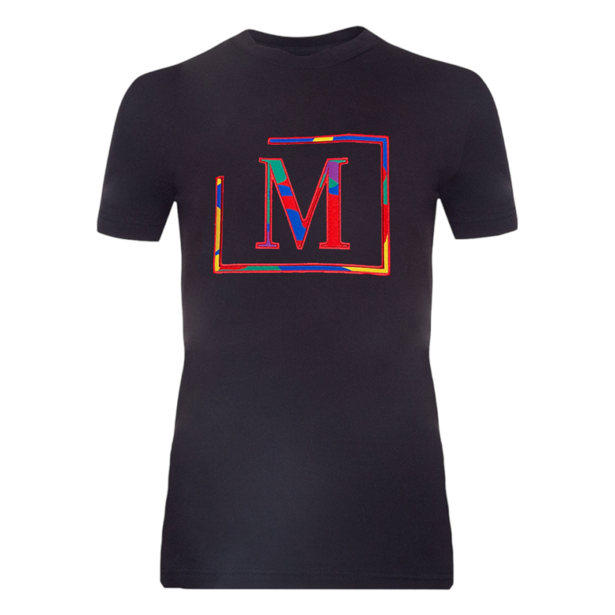 MDB Brand Women's Classic M Embroidered Logo Camouflage Pattern Tee - Black
