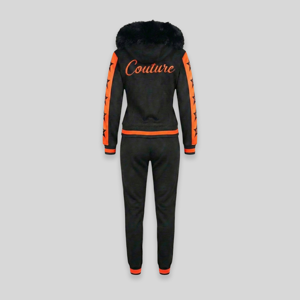 MDB Couture Women's M-Star Fur Hooded Sweatsuit