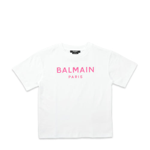 Balmain Kids Raised Neon Logo T-Shirt