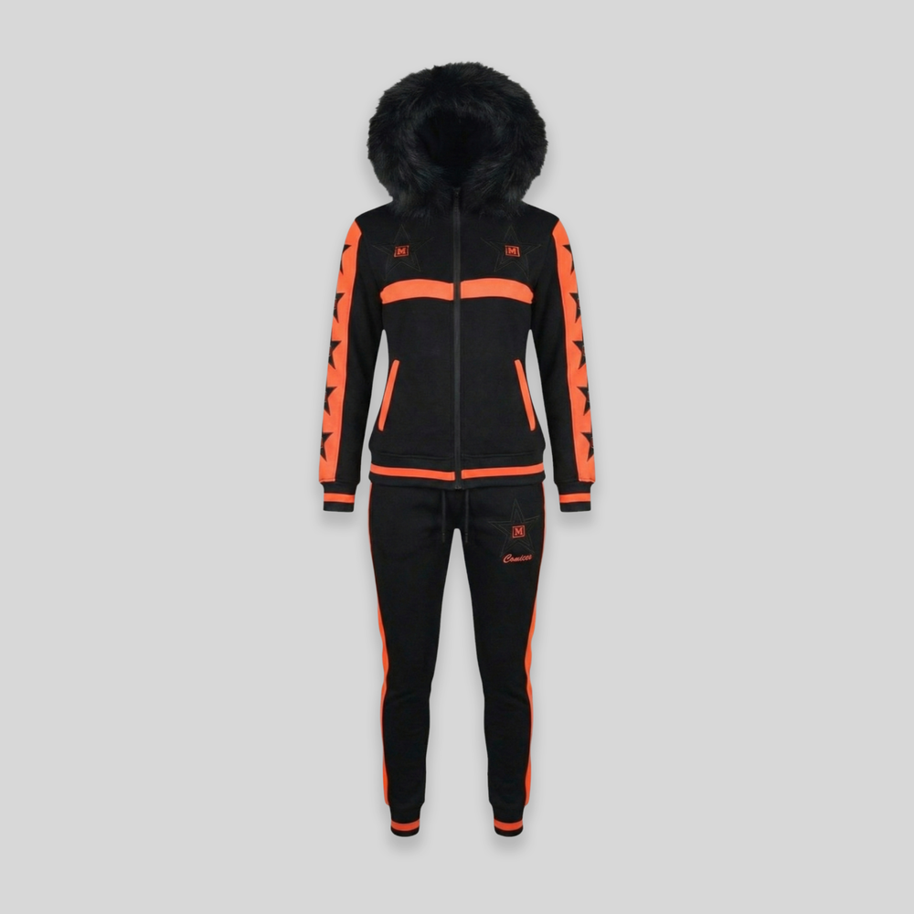 MDB Couture Women's M-Star Fur Hooded Sweatsuit