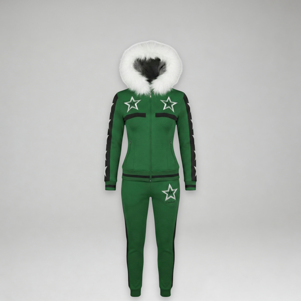 MDB Couture Women's M-Star Fur Hooded Sweatsuit