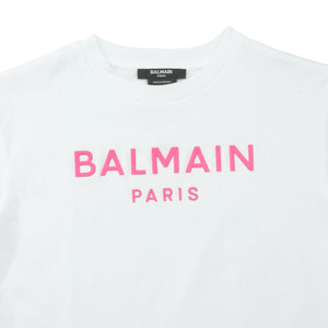 Balmain Kids Raised Neon Logo T-Shirt