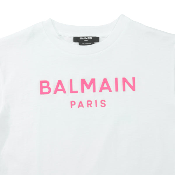 Balmain Kids Raised Neon Logo T-Shirt