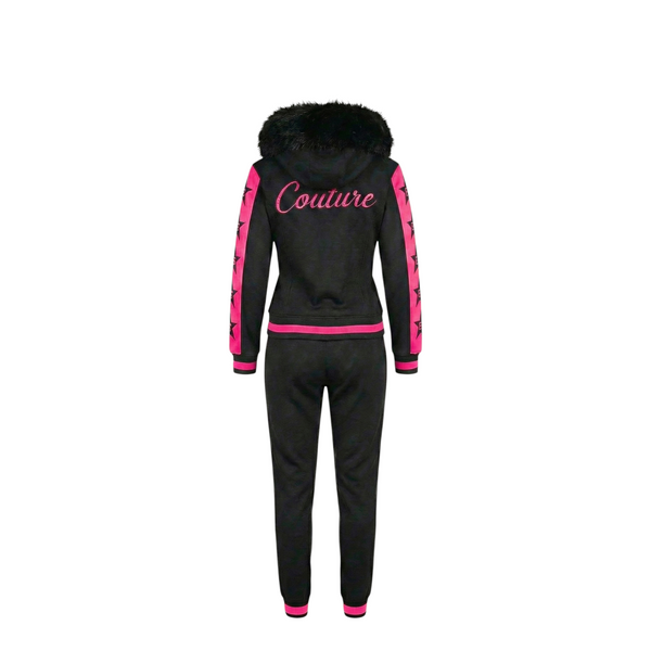 MDB Couture Women's M-Star Fur Hooded Sweatsuit