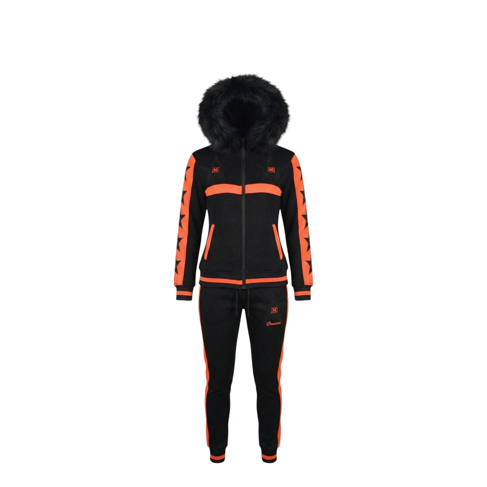 MDB Couture Women's M-Star Fur Hooded Sweatsuit