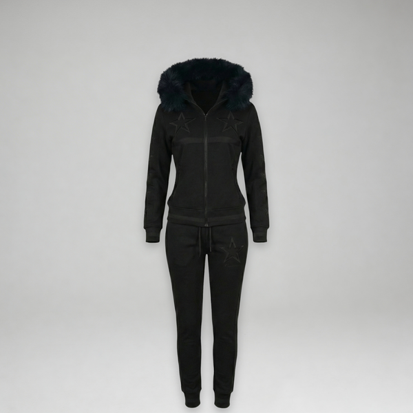 MDB Couture Women's M-Star Fur Hooded Sweatsuit