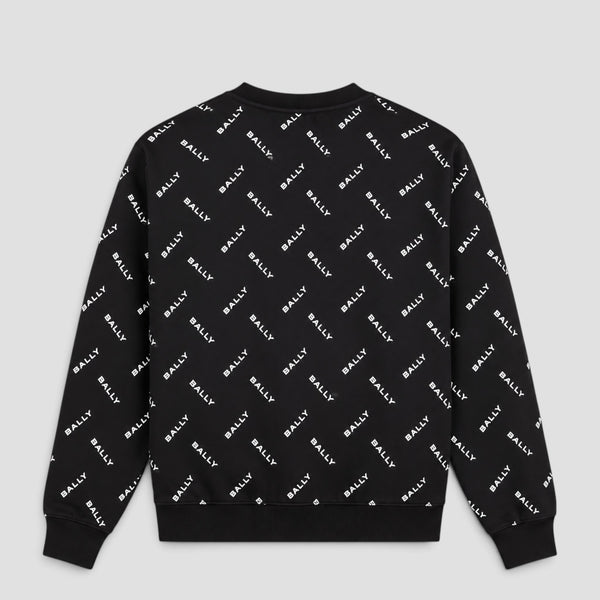 Bally Men's Monogram Sweatshirt in Dark Blue Cotton