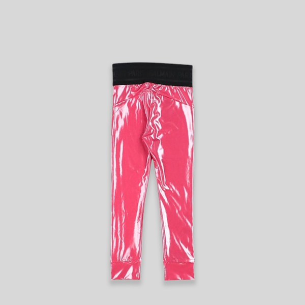 Balmain Kids Waist Logo Metallic Leggings