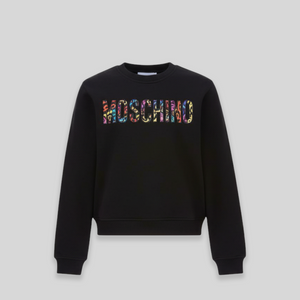Moschino Kids Animal Print Logo Cotton Sweatshirt