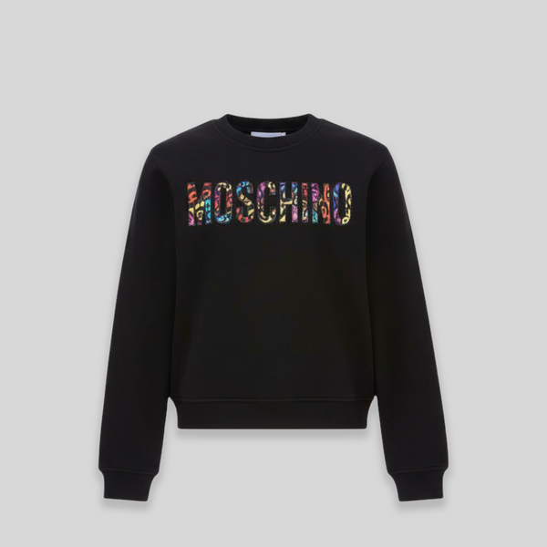Moschino Kids Animal Print Logo Cotton Sweatshirt