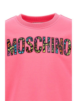 Moschino Kids Animal Print Logo Cotton Sweatshirt