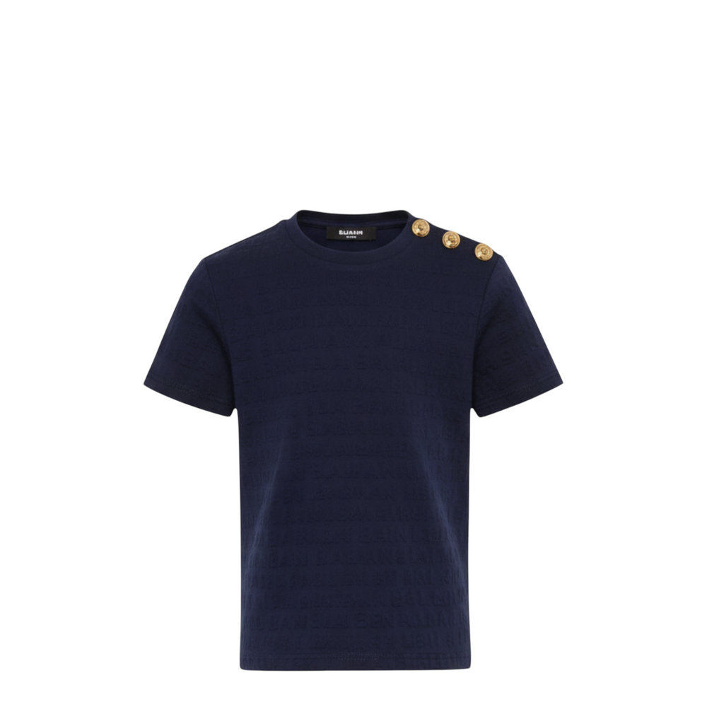 Balmain Kids Text Logo Textured T-shirt