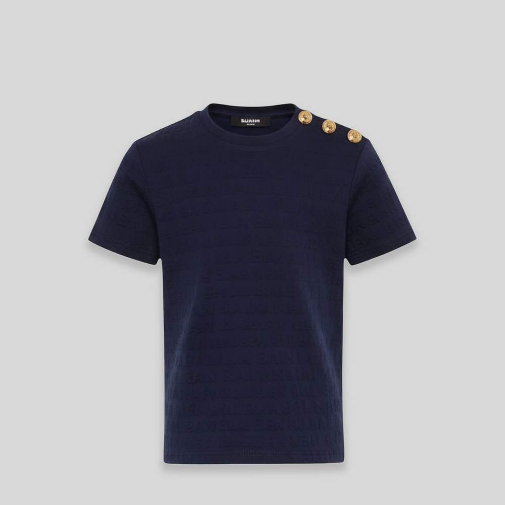 Balmain Kids Text Logo Textured T-shirt