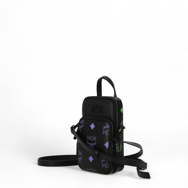 MCM Leather Crossbody in Color Splash Visetos Logo