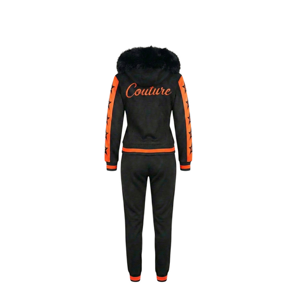 MDB Couture Women's M-Star Fur Hooded Sweatsuit