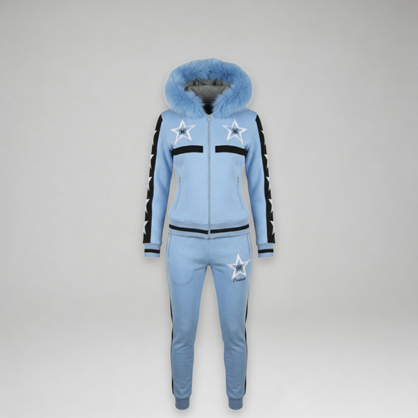MDB Couture Women's M-Star Fur Hooded Sweatsuit