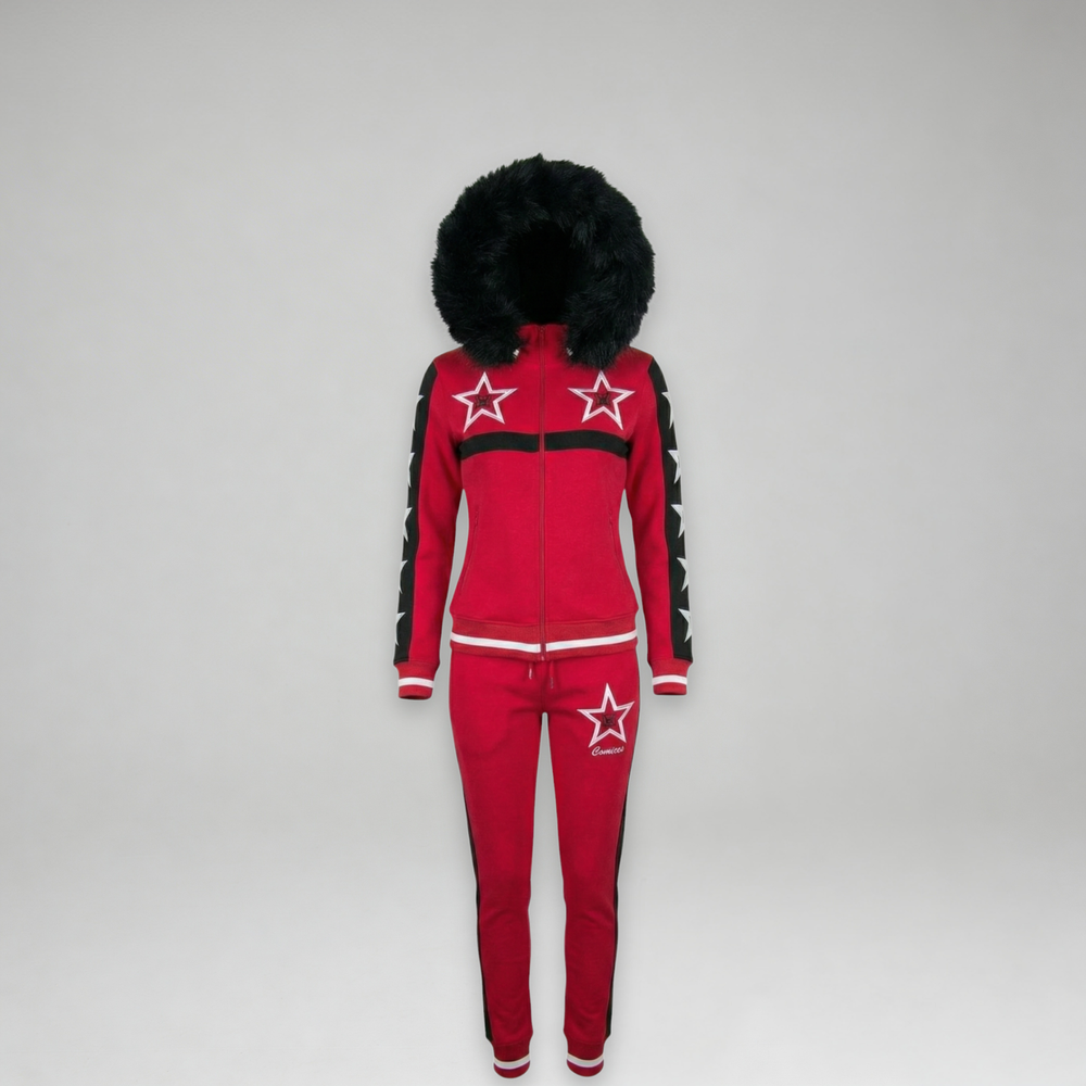 MDB Couture Women's M-Star Fur Hooded Sweatsuit