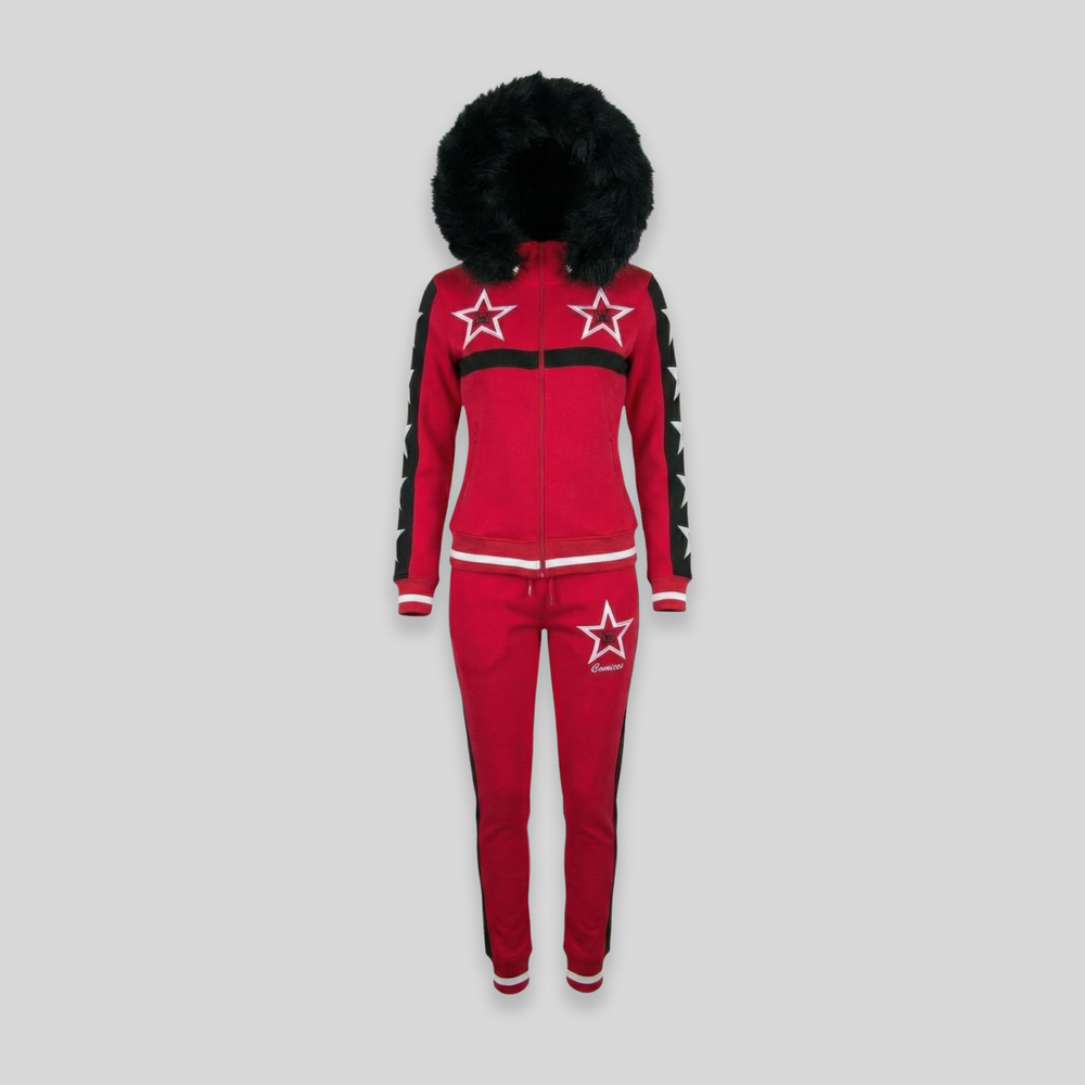 MDB Couture Women's M-Star Fur Hooded Sweatsuit