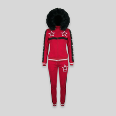 MDB Couture Women's M-Star Fur Hooded Sweatsuit