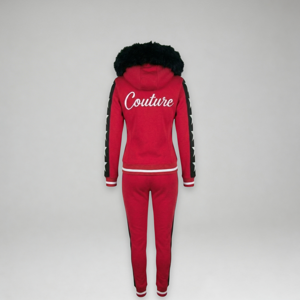 MDB Couture Women's M-Star Fur Hooded Sweatsuit