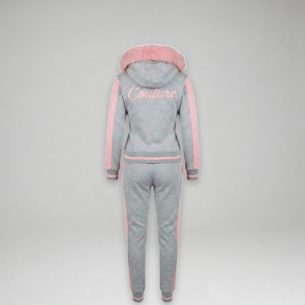 MDB Couture Women's M-Star Fur Hooded Sweatsuit