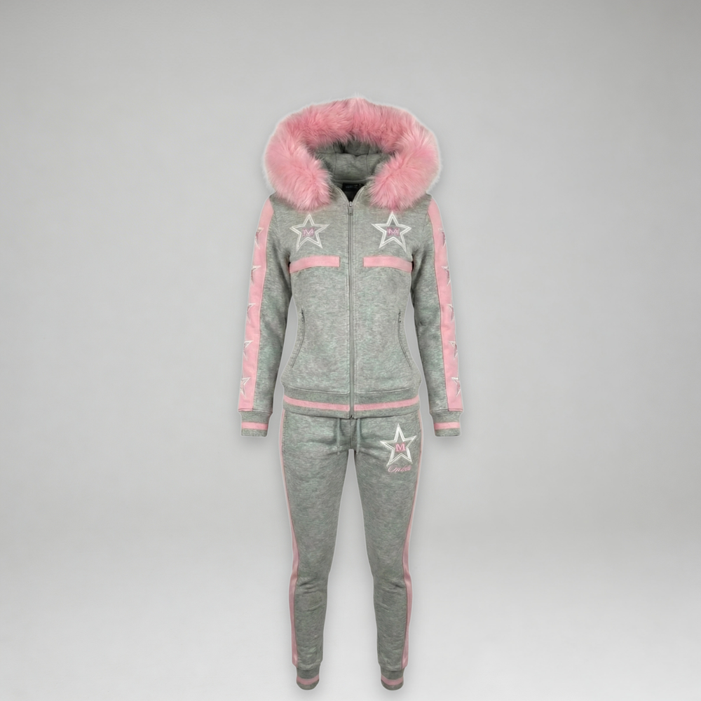 MDB Couture Women's M-Star Fur Hooded Sweatsuit