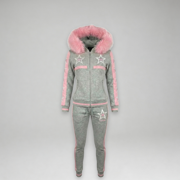 MDB Couture Women's M-Star Fur Hooded Sweatsuit