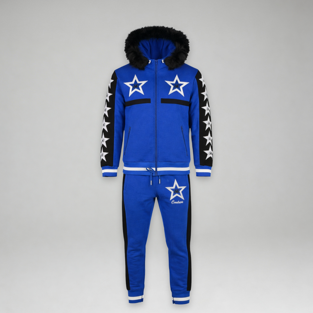 MDB Couture Men's M-Star Fur Hooded Sweatsuit