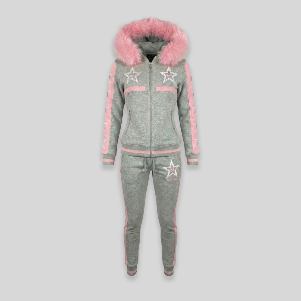 MDB Couture Women's M-Star Fur Hooded Sweatsuit