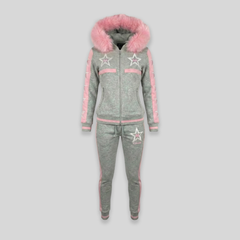 MDB Couture Women's M-Star Fur Hooded Sweatsuit