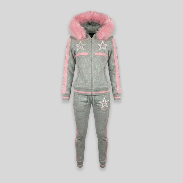 MDB Couture Women's M-Star Fur Hooded Sweatsuit