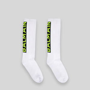 Balmain Kids Logo Knit Crew Socks