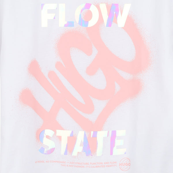 Hugo by Hugo Boss Kids 'Flow State' Iridescent Logo Graphic T-Shirt