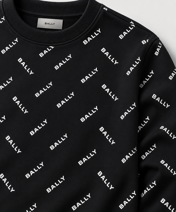 Bally Men's Monogram Sweatshirt in Dark Blue Cotton