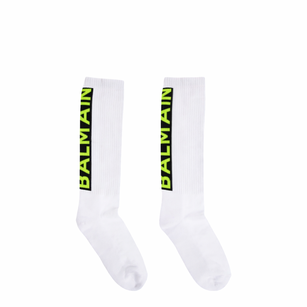 Balmain Kids Logo Knit Crew Socks