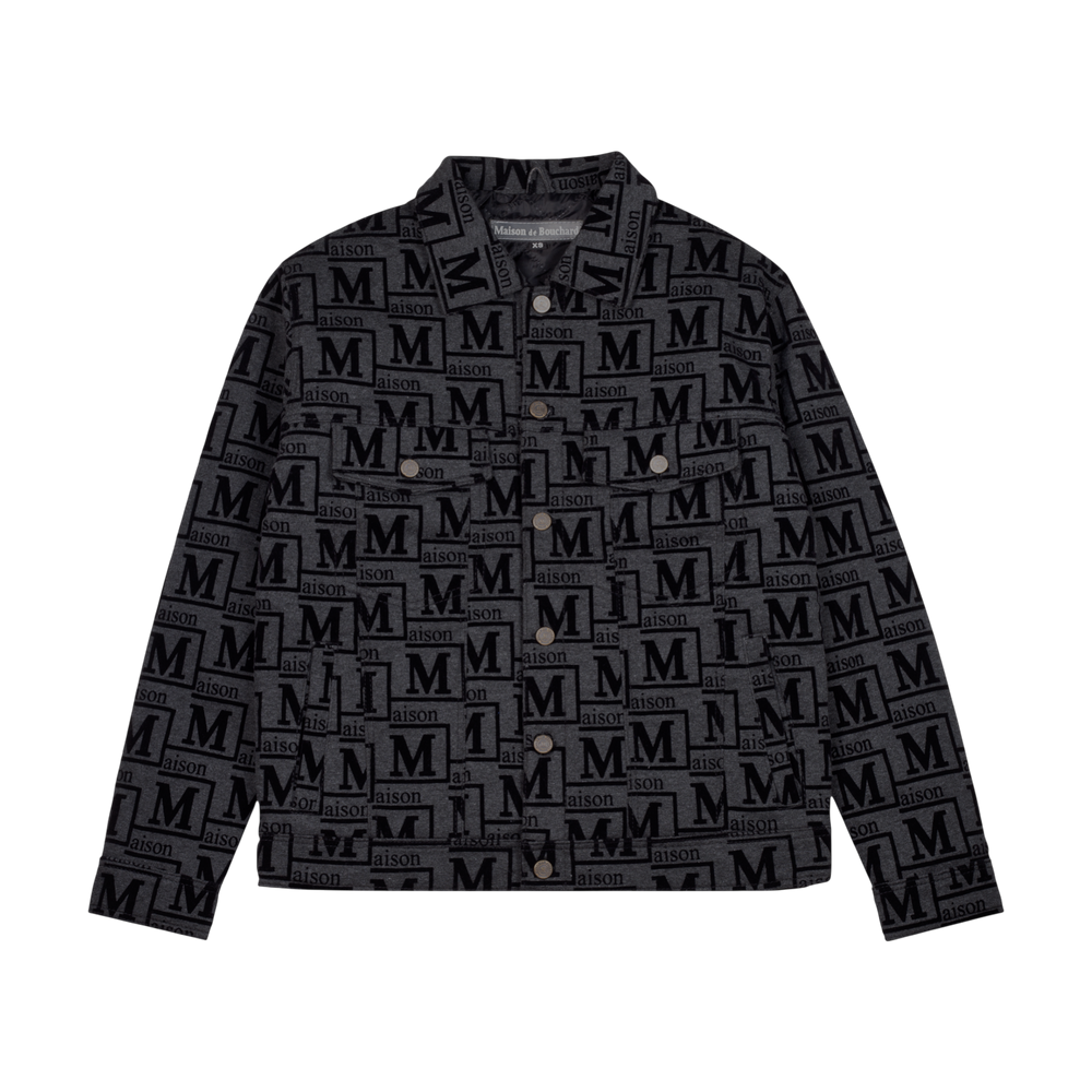 MDB Couture Men's Flocked Monogram Logo Jacket