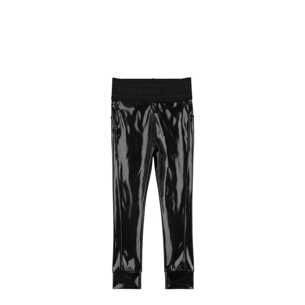 Balmain Kids Waist Logo Metallic Leggings