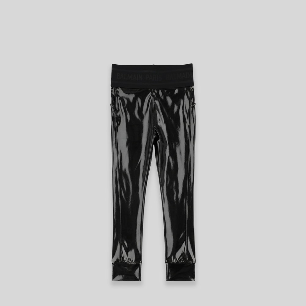Balmain Kids Waist Logo Metallic Leggings