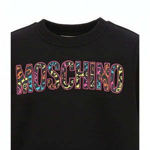 Moschino Kids Animal Print Logo Cotton Sweatshirt